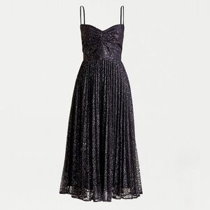 Metallic Lace Pleated Midi Cocktail Party Fancied Frock by J.Crew (NWT)